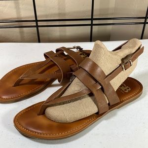 EUC Gianni Bini, Buttery Soft,  Light Brown Leather Sandals, 9.5, Worn Lightly